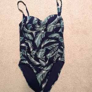 One Piece Swimsuit with Palm Leaves